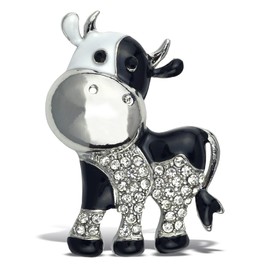 Aqua79 Cow Sparkling Refrigerator Magnet - Silver Sparkling Charm Rhinestones Crystals, Cute Sparkly Farm Animal Magnet for Kitchen Door Fridge, Cool Home and Office Novelty Decor - 1.5 Inches