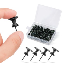 30pcs Push pins for Cork Board, Black Pushpin Large Tumb Tack Decorative Push Pins for Bulletin Board Wall Hanging Map Office Home Classroom Decoration