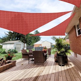 Patio Paradise 16' x16'x 16' Red Sun Shade Sail Triangle Canopy - Permeable UV Block Fabric Durable Outdoor - Customized Available