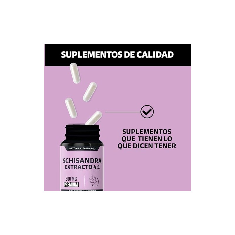 Beyond Vitamins | Schisandra Extracto 4:1 500mg, Cápsulas VCaps veganas,