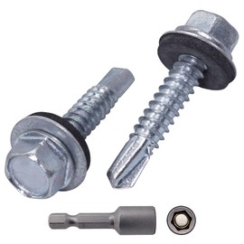 SKIR'CO (Pack of 30) Zinc Plated Roofing Screws 6.3 x 32mm Self Drilling Screws with EPDM Washers Hex Head