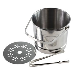 Ice Bucket with Tongs Small Home Set Stainless Steel with Drainage Layer