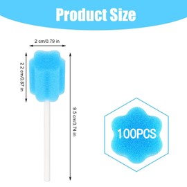 Yharnamite 100 Pcs Disposable Mouth Swabs Sponge, Disposable Oral Swabs, Unflavored Sterile Mouth Care Sponge Tooth Cleaning Sponge, Tooth Cleaning Tool (Blue)