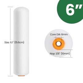 High Density Foam Paint Roller,6 Inch Foam Roller,10 Pack,Foam Paint Roller Covers,Roller for Painting House,Walls,Ceilings, Doors,Furniture