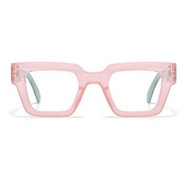 bullabulling Oprah Style Reading Glasses for Women Men, Fashion Square Blue Light Blocking Readers Lo5 (pink, 1.75, x)