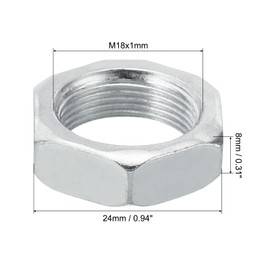 PATIKIL M18 x 1.0 Steel Hex Nuts, 15 Pack, Metric Thread, Galvanised Fittings, Nuts, Screw Bolts, Mounting Parts for Lamps, Machines, Repair, 8 mm Height