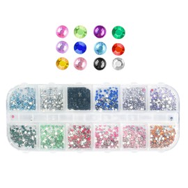 Godneei Strasssteine Selbstklebend, Glitzersteine Nägel für Nageldesign Zubehör, 4800 2 mm Stück Nagel Steine zum Kleben, 12 Farben Hotfix Strasssteine Set für Nail Charms und Basteln