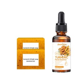 Turmeric Soap & Essential Oil Set,Including 1Counts Turmeric Soap &1 Counts Essential Oil & 1CountsSoap Saver, Daily Skin Care Set forMen &Women:_2*soap+oil
