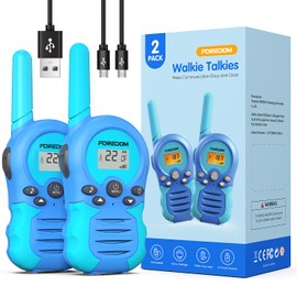 FOREDOM Rechargeable Walkie Talkies for Kids Walkie Talkies Long Range for Boy & Girl Age 3 to 12 Year Old Birthday Toys - 2 Pack Blue