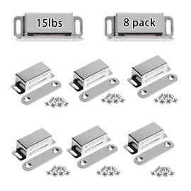 Onarway Magnetic Door Catch 15 lbs Pull Strong Magnet Cabinet Latches Magnetic Hardware Stainless Steel Chrome Door Closer for Bathroom Kitchen Sliding Door Window Cupboard (8 Pack-Strength 6KG)