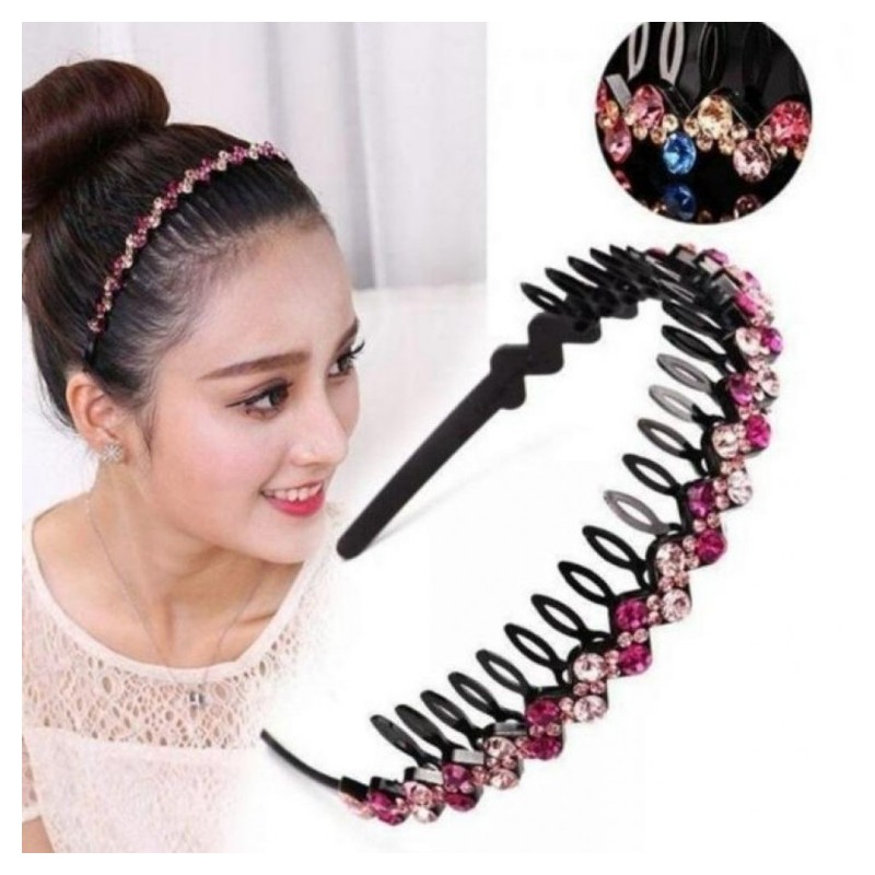 핑쇼102 Recommended Non-Pressing Gemstone Hairband with Cubic Design - New