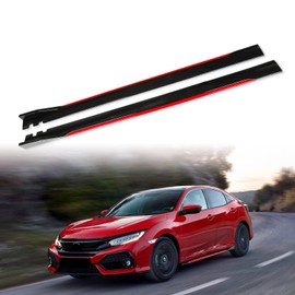KEEPDSGN 78-3/4" Universal Car Side Skirt Wide Body Kit 200CM Extension Rocker Panel Splitters,Black+Red Line B