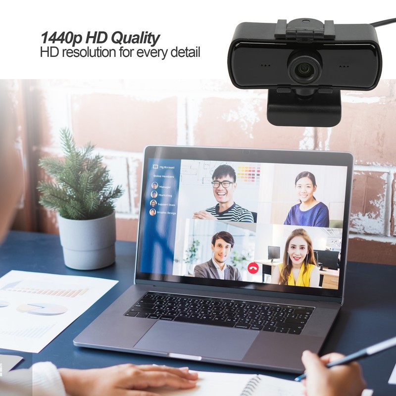 Computer Camera HD 1440p Noise Reduction USB Webcam with Mic