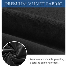 VinneGenzz Storage Bins with Zipper Lid Velvet Fabric Storage Boxes Lidded Baskets Foldable Washable Decorative Closet Shelf Clothes Organizer Container with PU Leather Handles (Black, Large)