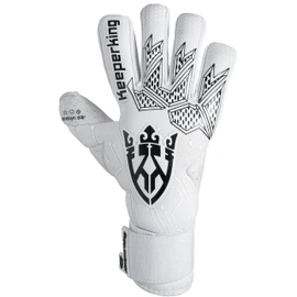 Keeperking Jonior Goalkeeper Gloves for Adults, Men's Football Gloves, Inner Seam, Professional Grip, 4 mm, Firm Fit, Unisex Jonior (11, Q-White-Neg)