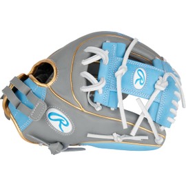 Rawlings | Liberty Advanced ColorSync Fastpitch Softball Glove | Right Hand Throw | 11.75" | Infield | Pro I Web | Grey/Columbia Blue/Gold