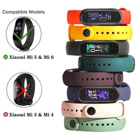 (4/8 PACK) Xiaomi Mi 5 & Mi 6 Strap Replacement Bracelets for Mi Band 5 & Mi 6 SmartWatch Bands, Skin-Friendly Soft & Flexible Silicone Wristband for Male and Female