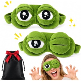 3D Frog Sleep Mask, Funny Frog Eye Mask for Sleeping, Cute Plush Blackout Eye Cover with Adjustable Práctico