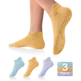 DIBAOLONG Pilates Socks with Grips for Women Yoga Socks Non Slip for Hospital, Barre, Pregnancy Grippy Socks 3 Pairs