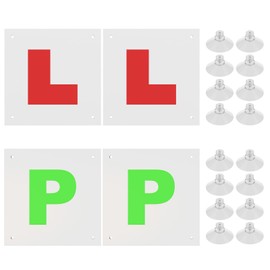 Magnetic L Plates for Car, Magnetic P Plates for New Drivers, Magnetic Learner Plates P Sign For New Driver with 16 Suction Cups Reusable Strong Adsorption Learner Driver Gifts (4 Pack)
