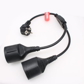 DRRI Schuko CEE 7/7 Male to 2 Way Schuko CEE 7/7 Female 2 in 1 Extension Power Cords for PDU UPS Computers