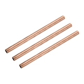 sourcing map Copper Round Tube, 12mm OD 1mm Wall Thickness 200mm Length Straight Pipe Tubing 3 Pcs