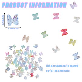 YSUY 50 PCS Mini Resin Animals Mixed, Sparkling Butterfly, Tiny Resins Animal Mixed, Craft Butterflies, Small Resin Animals for DIY Fairy House, Dollhouse Décor, Tiny Animal for Crafts