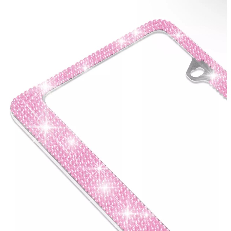 BLVD Heavy Duty Metal Pink Crystal Rhinestone Bling License Plate