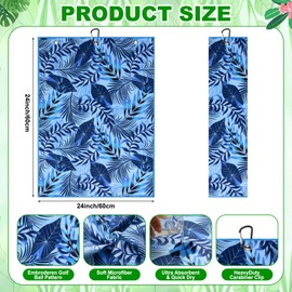 Fanfanwin 9 Pcs Golf Towel Bulk 24 x 16 Inches Microfiber Waffle Towel with Clip Tri Fold Portable Rag Accessories for Golf Bag Mini Tournament Club Yoga Fitness Remove Sand Mud Dirt Sweat(Hawaiian)