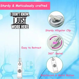 Funny Nurse Badge Reel Retractable, I Just Work Here Badge Reel with ID Clip for Cute Nursing Student Doctor RN LPN Medical Assistant Work Office Name Tag Card Holder