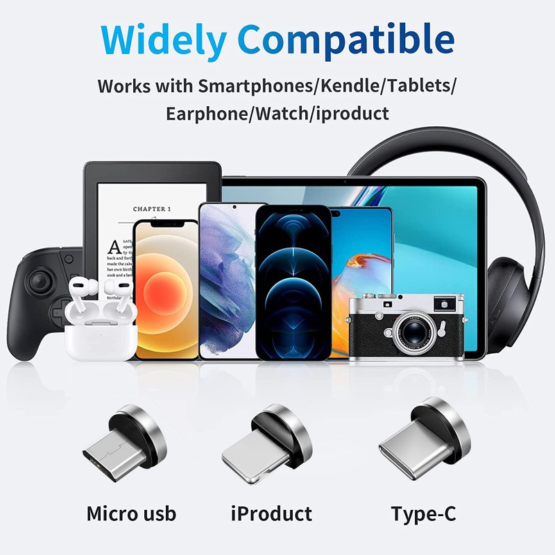 HESKUL 540° Rotate USB C Magnetic Adapter 3 in 1