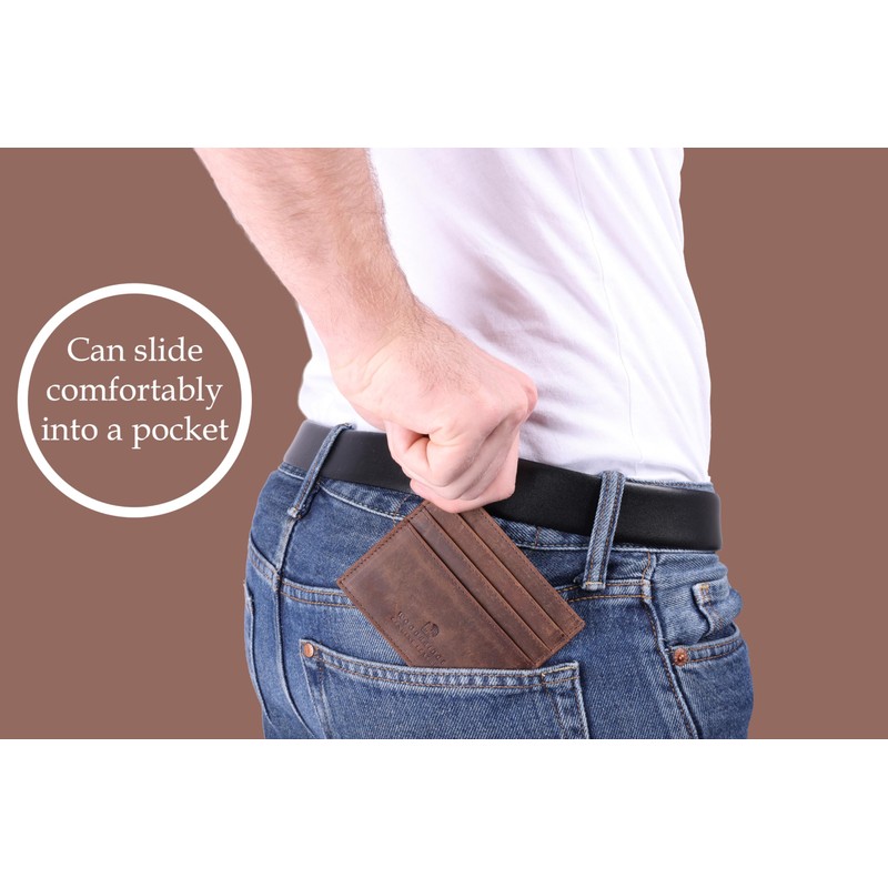 WOODBRIDGE Men's Genuine Leather Credit Card Holder | RFID Blocking