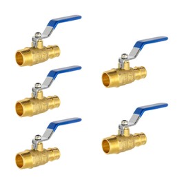 Niikappu 5 Pcs Ball Valves Blue, 3/4" Pex A X 3/4" MNPT Shut Off Valve, Brass Full Port Pex Expansion Shut Off Ball Valve for Water Air Fuel Line Oil Tube, ASTM F1960, UPC Certified