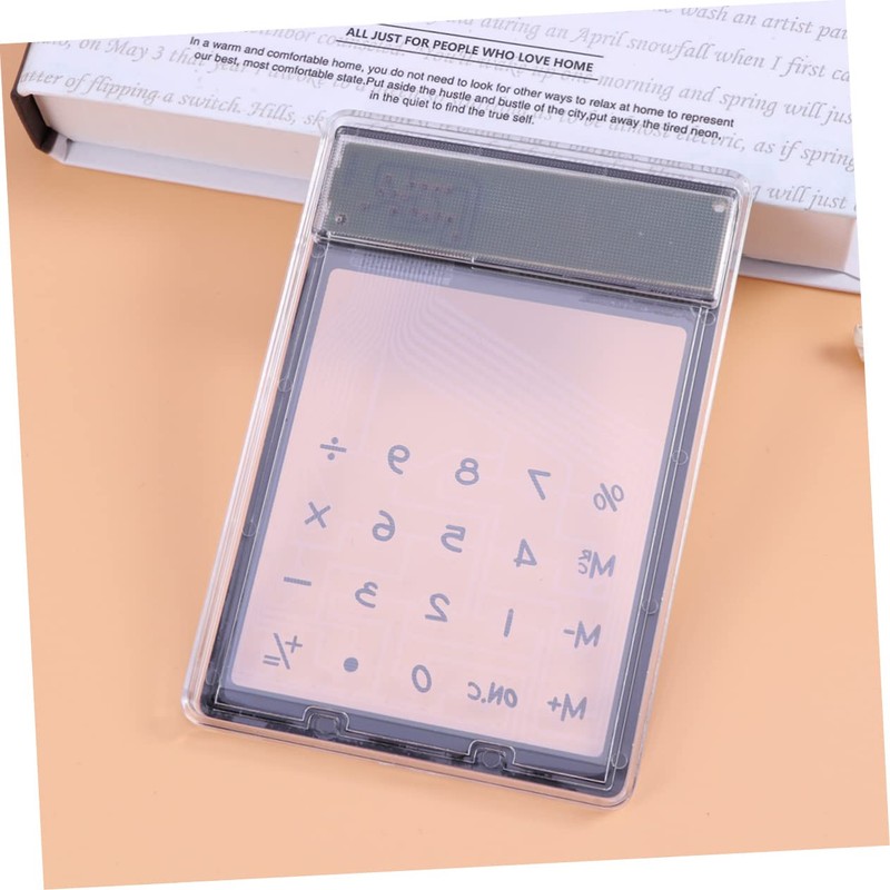 Operitacx Portable Transparent Touch Screen Calculator with Solar Power Compact