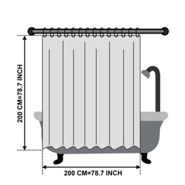 GOOPOOL Shower Curtain, Extra Long Shower Curtain Liner 200 x 200cm, 100% Polyester Machine Washable Waterproof Fabric Bathroom Shower Curtain with Weight Tape for Bath, Light Gray