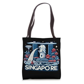 Singapore Marina Bay Sands Gardens by the Bay Merlion Statue Tote Bag