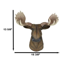North American Granddaddy Bull Moose with Antlers Trophy Head Wall Decor 15"L