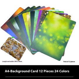 Gauge Background Card Set for Macro Photography, 12 Pieces, 24 Colours (30 x 21 cm), Light-Absorbing Material, Ecological Blur Backgrounds for Macro Photography (A4 Sizes, 12 Pieces, 24 Colours)
