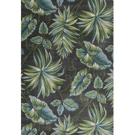 NEW HOME Tropical Palm Leaves 3'3 x 4'11 Area Rug in Grey