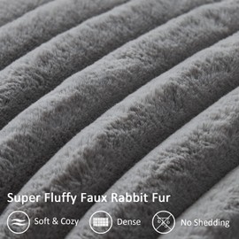 Topfinel Set of 2 Cushion Covers, 45 x 45 cm, Grey, Faux Fur, Striped Pattern, Plush, Ultra Soft, Decorative Cushion Covers, Sofa Cushion for Sofa, Bedroom, Living Room