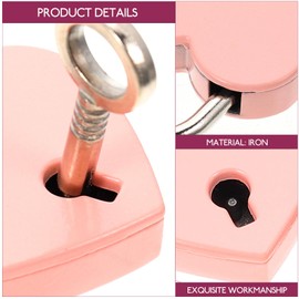 Treasure Chest Padlock,Mini Love Heart Shaped Metal Lock Colorful Diary Book Security Padlock with Key for Jewelry Box Purse Handbag Cabinet Lockers Letter Box Keyed Padlocks (Black)