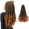 EFFGOCO Ombre Light Brown French Curl Crochet Braids 14 Inch