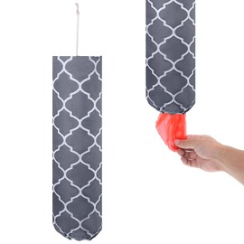 Wanmu Plastic Bag Holder, Wall Mount Adjustable Grocery Bag Holders, Trash Bag Organizer, Large Reusable Shopping Dispenser for Groceries Store, Home Kitchen Travelling 20.5x9 (Grey Lantern)