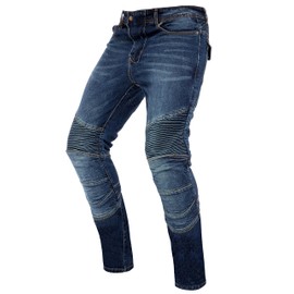 Men's Motorcycle Riding Denim Jeans Motorbike Racing Pants with Quad Knee & Hip Protective Armor Pads