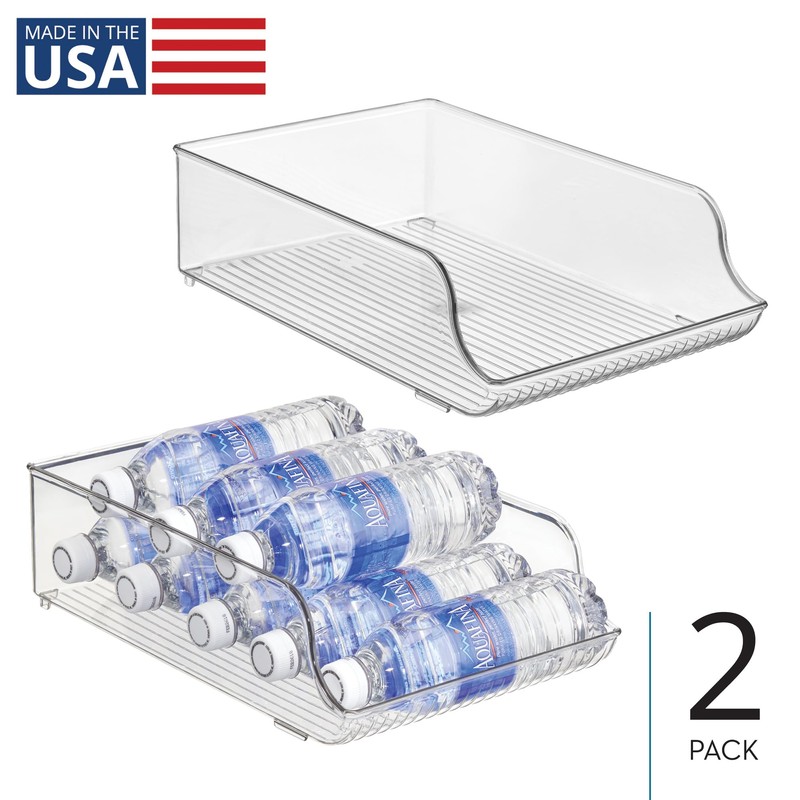 iDesign Plastic Water Bottle Organizer for Fridge, Bottle Holder for