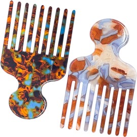 2Pcs Wide Tooth Comb, Acetate Hair Brush Afro Pick Styling & Detangling Hair Pick Comb for Women Girls Curls Straight Hair