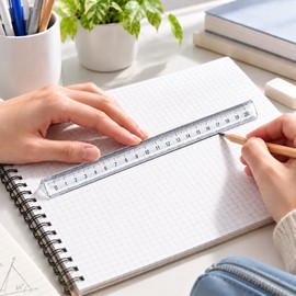 Transparent Triangular Ruler, 15cm/20cm Clear Anti-Roll Measuring & Drawing Tool for School, Office & Drafting