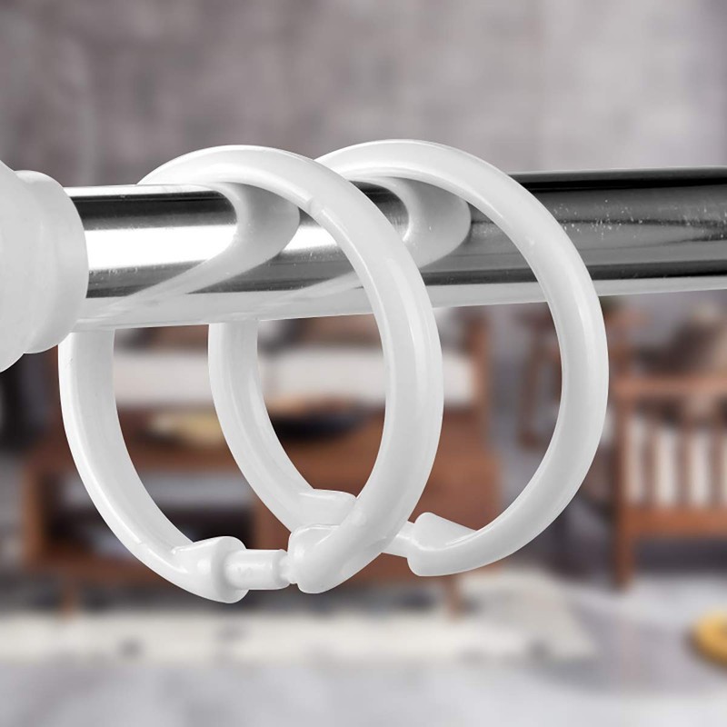 Qulable Shower Curtain Rings-12 Pack- Plastic Shower Curtain Hooks O-Shaped