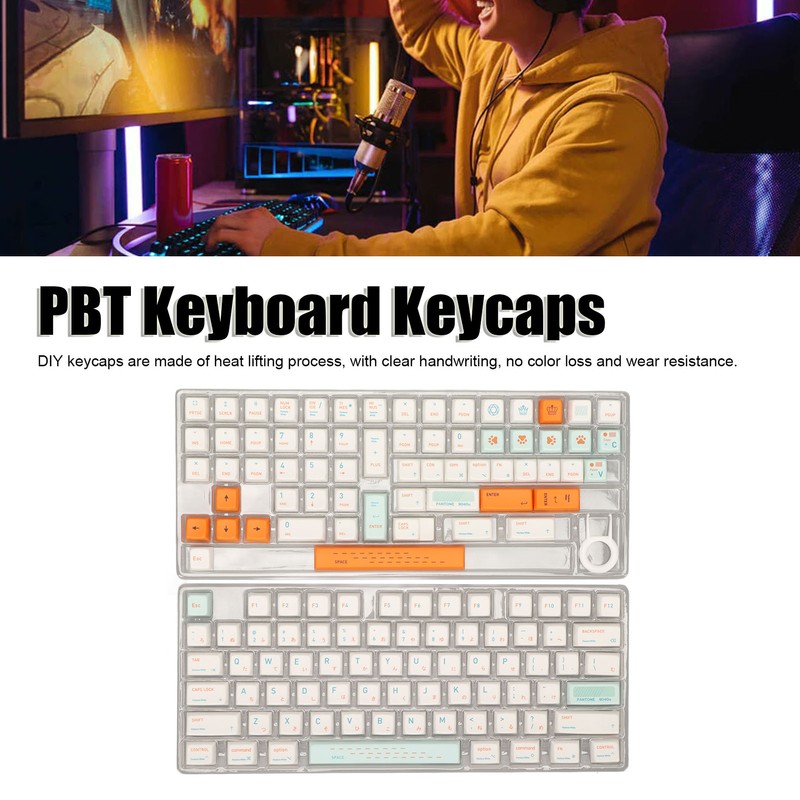 138 Keys Mechanical Keyboard Keycaps Heat Lifting Process Ergonomic PBT