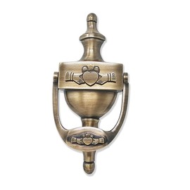 Exclusively Irish Claddagh Door Knocker for Front Door Celtic Brass Knocker Welcome Gift for Home 8'' (Antique Brass)